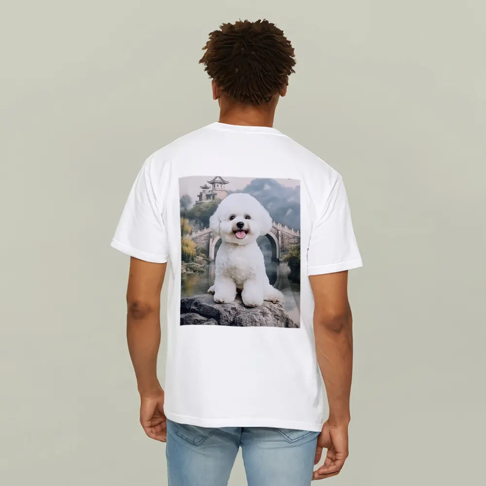 Bichon Frise Dog Chinese Garden Bridge – T-Shirts