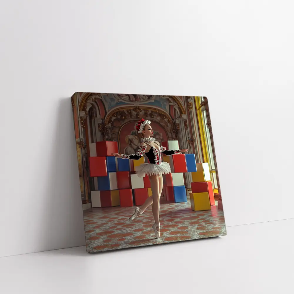 Ballerina Dancing in Ornate Baroque Hall – Wall Art