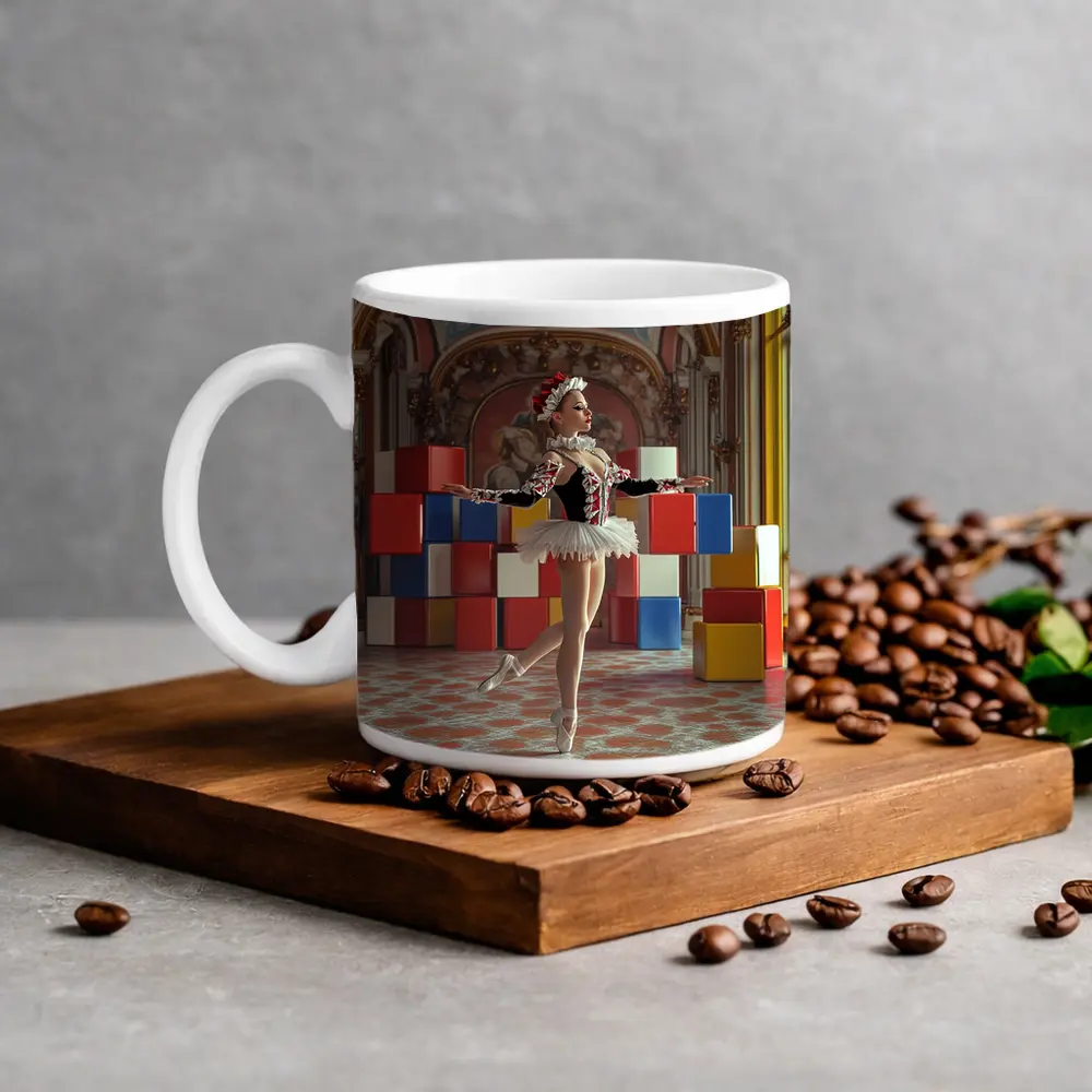 Ballerina Dancing in Ornate Baroque Hall – Mugs