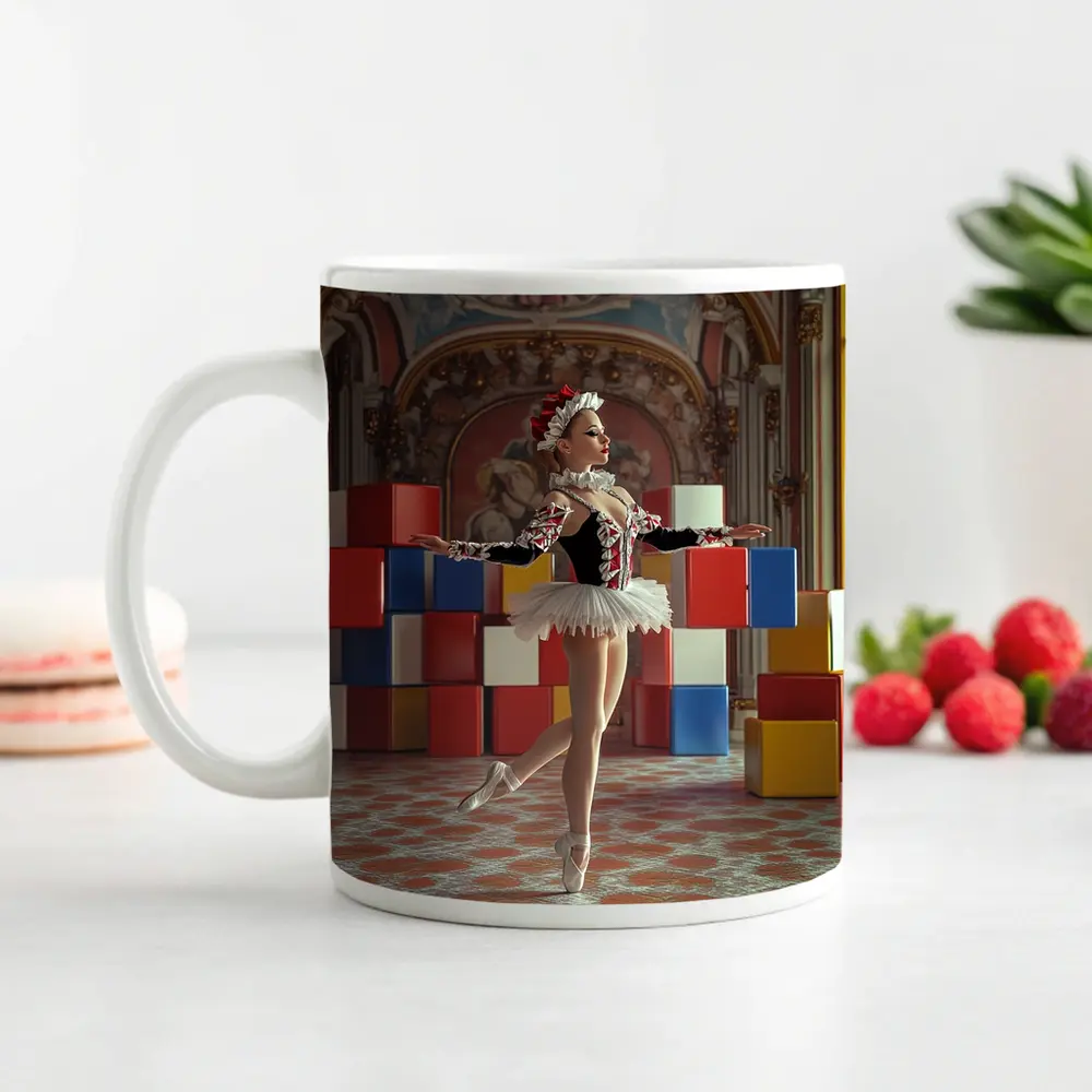 Ballerina Dancing in Ornate Baroque Hall – Mugs