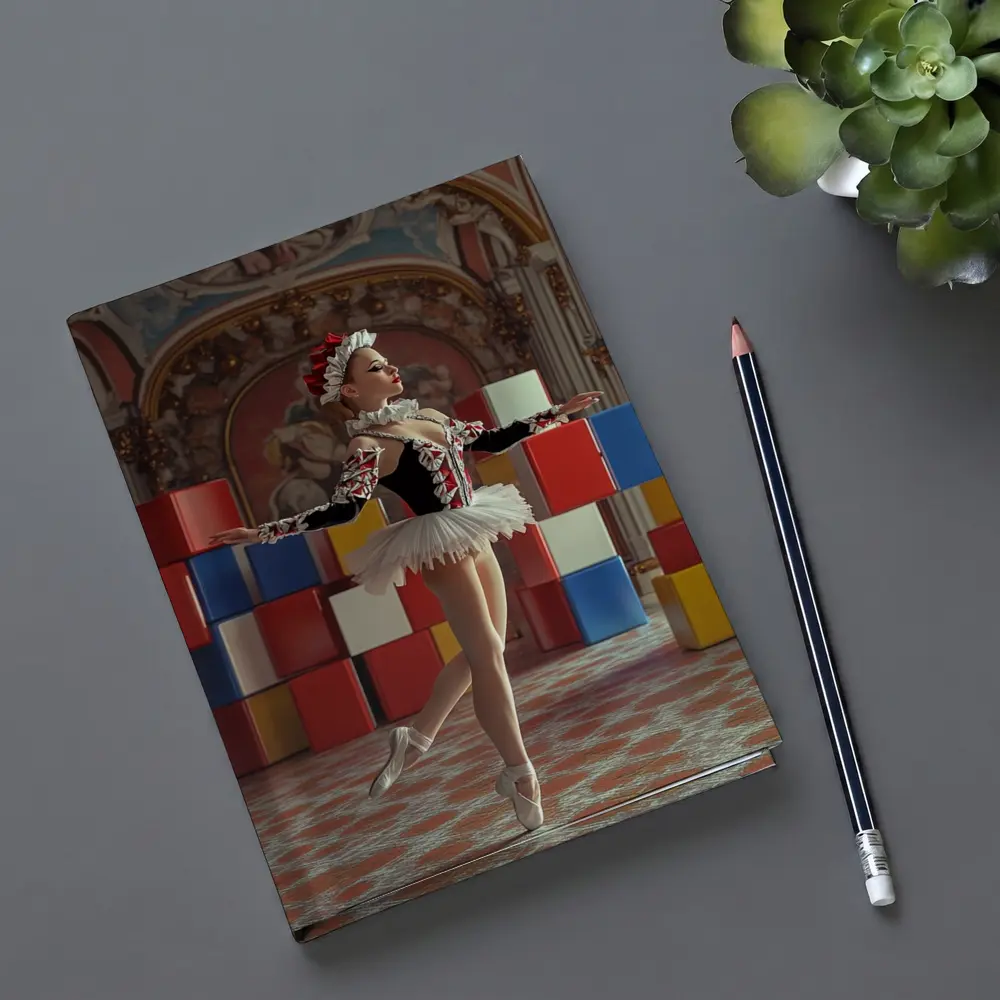 Ballerina Dancing in Ornate Baroque Hall – Notebooks