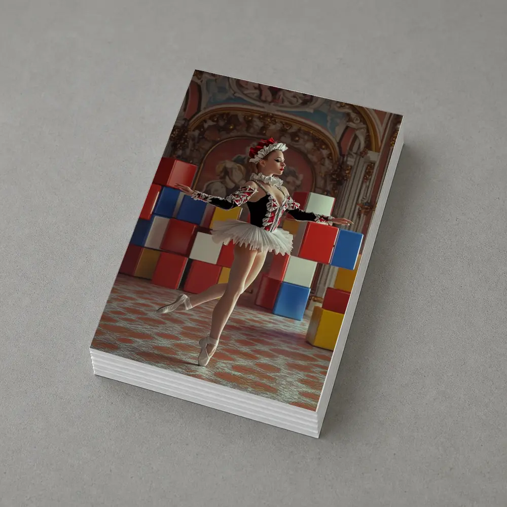 Ballerina Dancing in Ornate Baroque Hall – Postcards