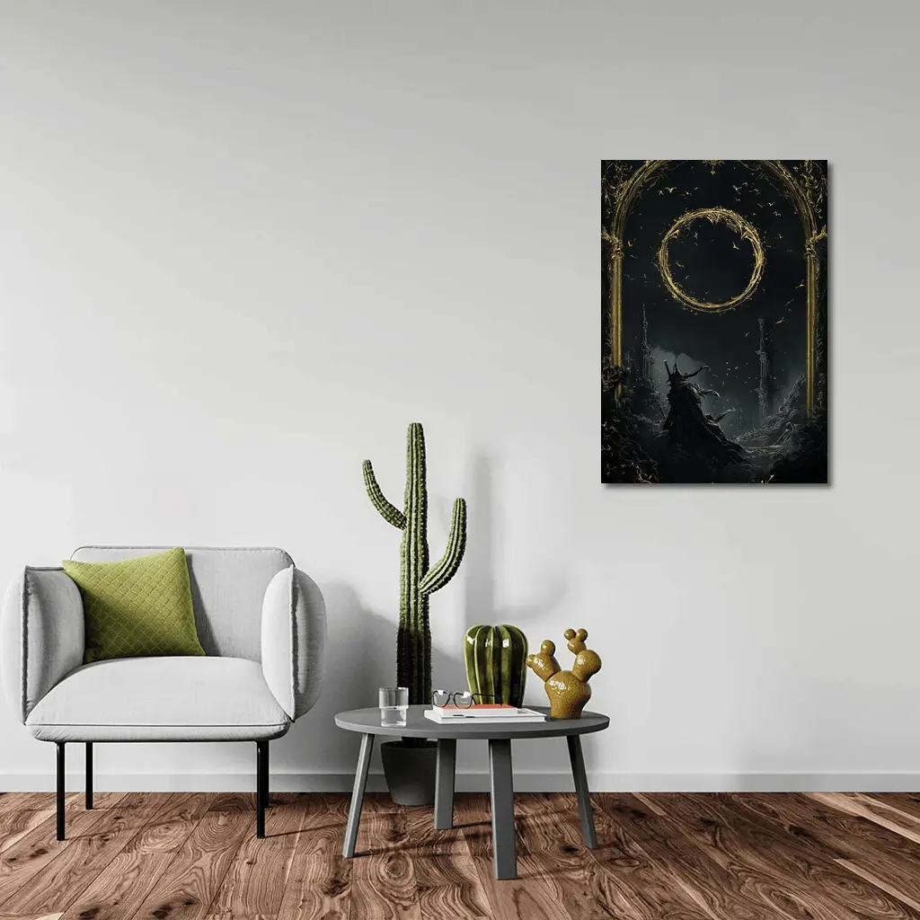 Dark Wizard Golden Circle Fantasy Art – Wall Art