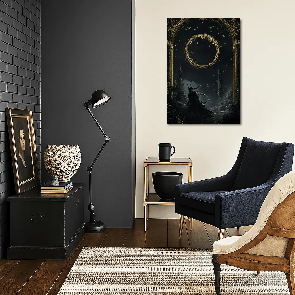 Dark Wizard Golden Circle Fantasy Art – Wall Art