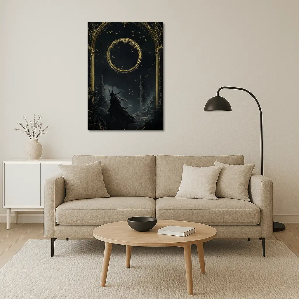 Dark Wizard Golden Circle Fantasy Art – Wall Art