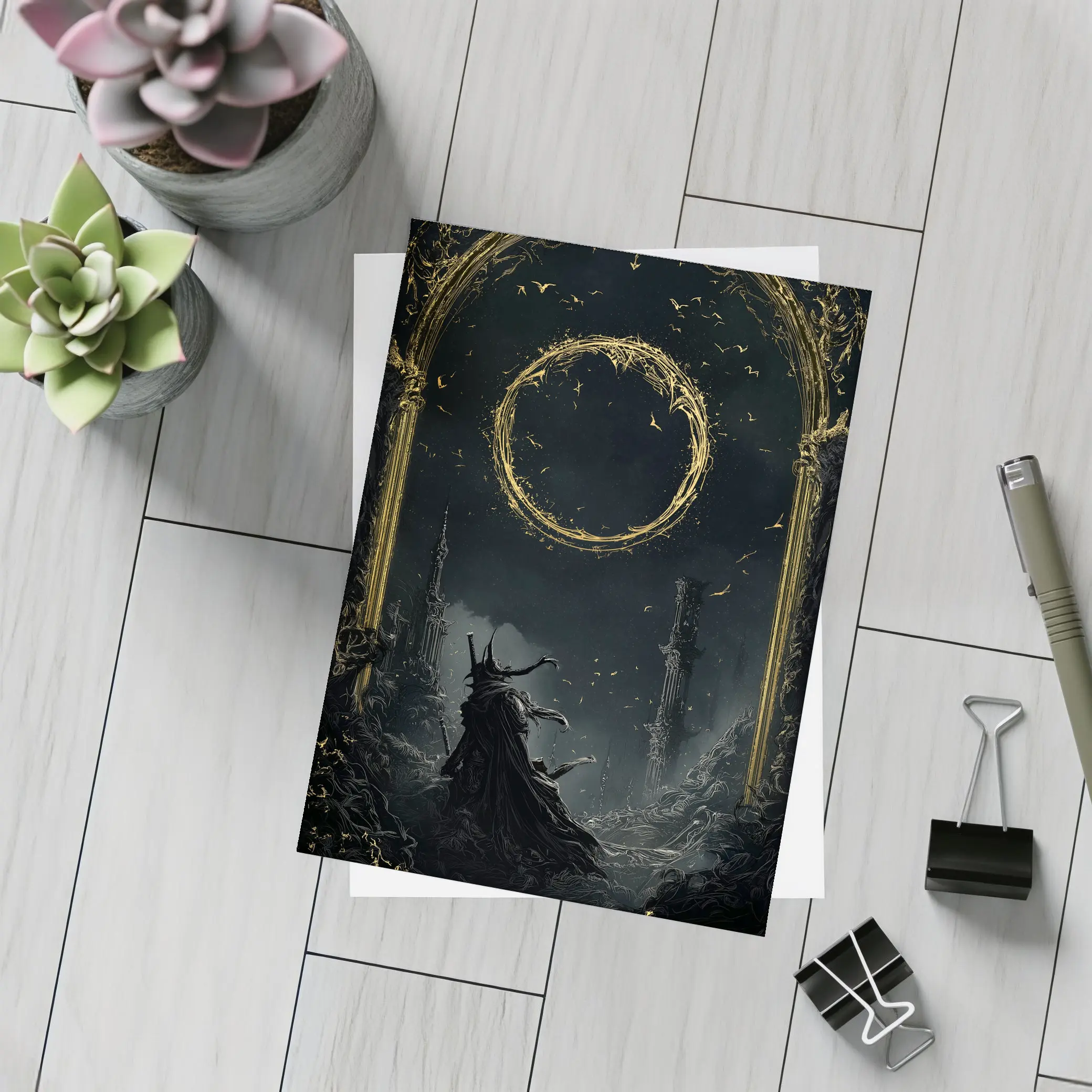 Dark Wizard Golden Circle Fantasy Art – Postcards