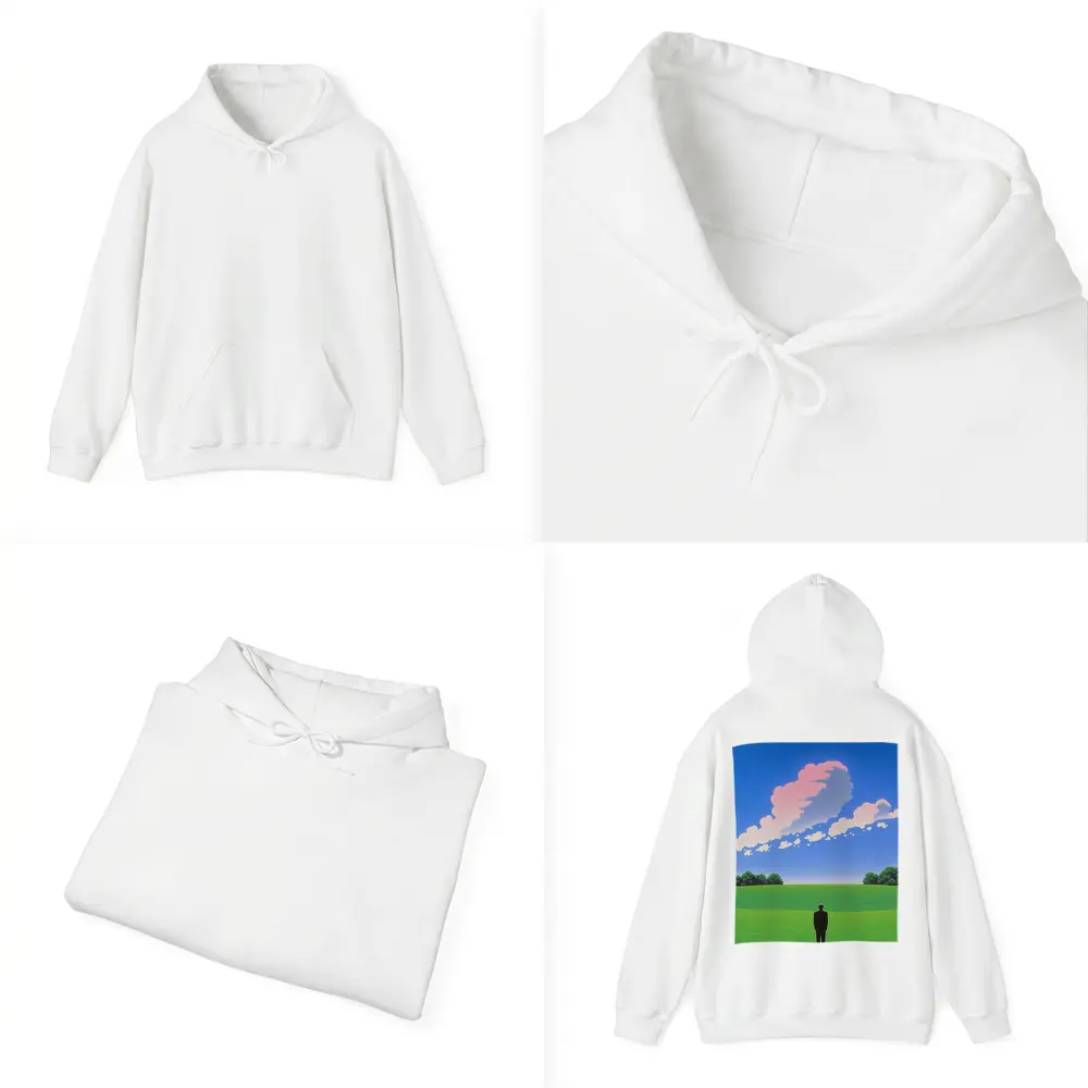Solitary Man Standing Green Field Blue Sky – Hoodies