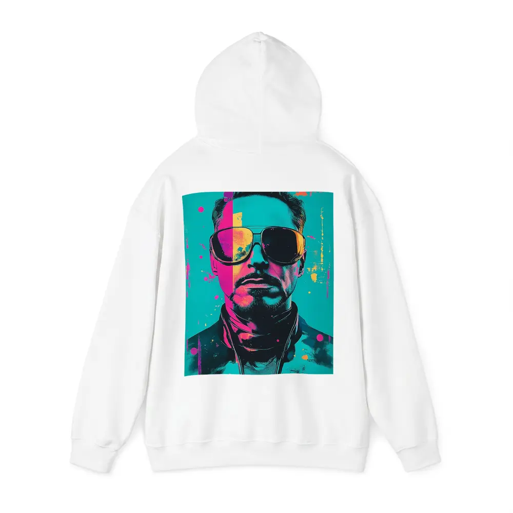 Pop Art Man Sunglasses Teal Pink Background – Hoodies