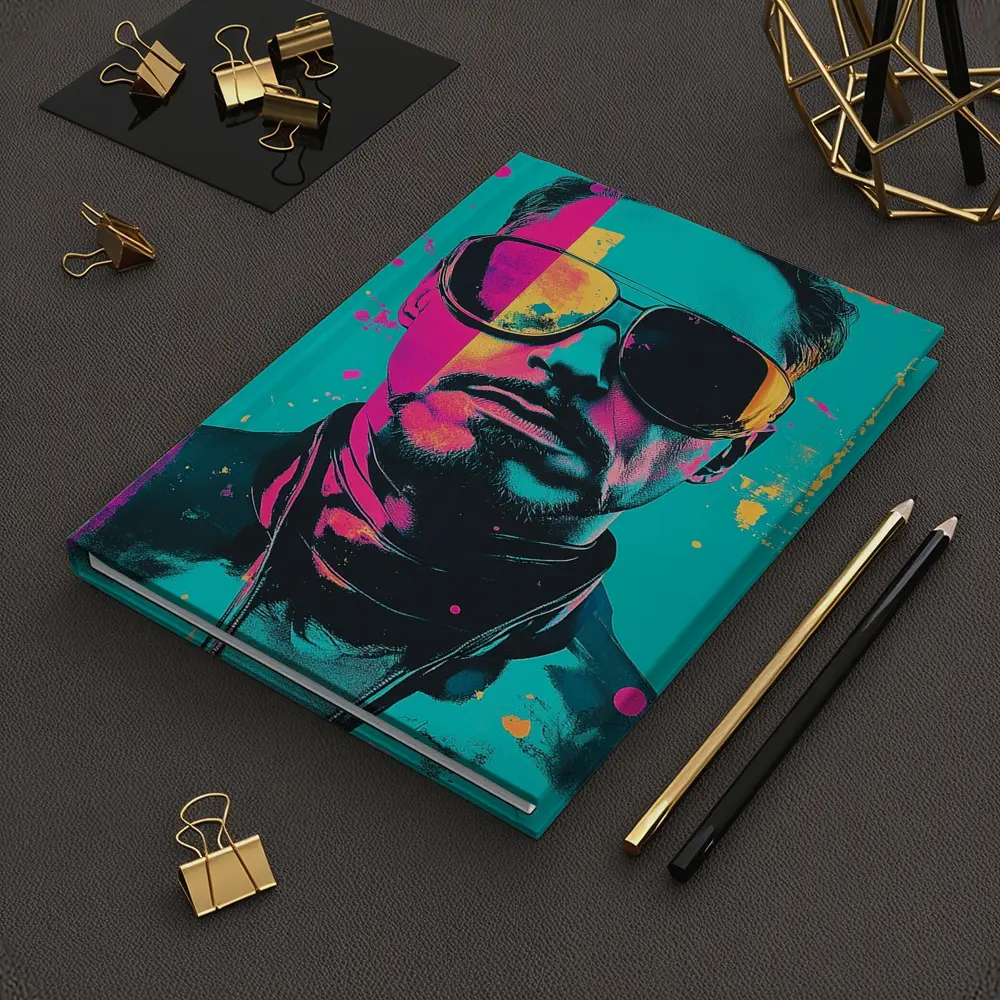 Pop Art Man Sunglasses Teal Pink Background – Notebooks