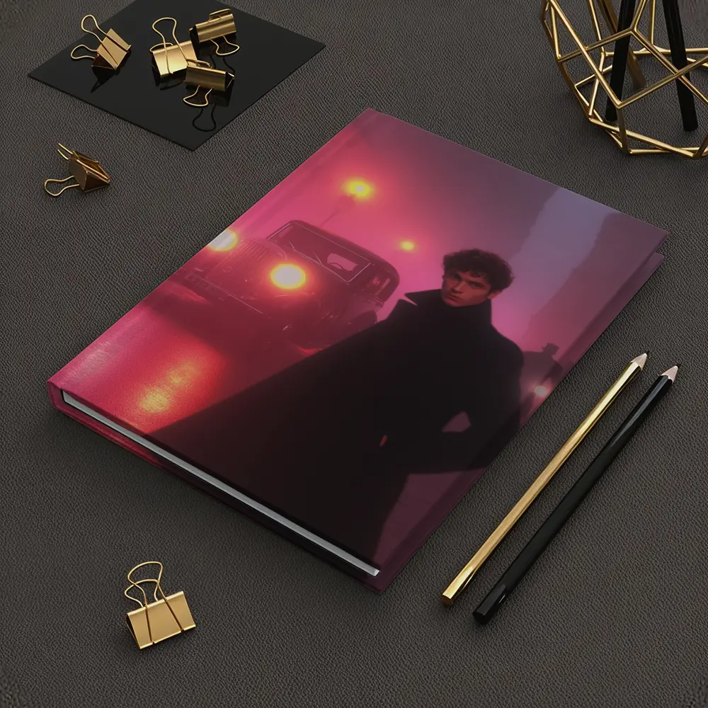 Young Man Foggy Noir City Street Night – Notebooks