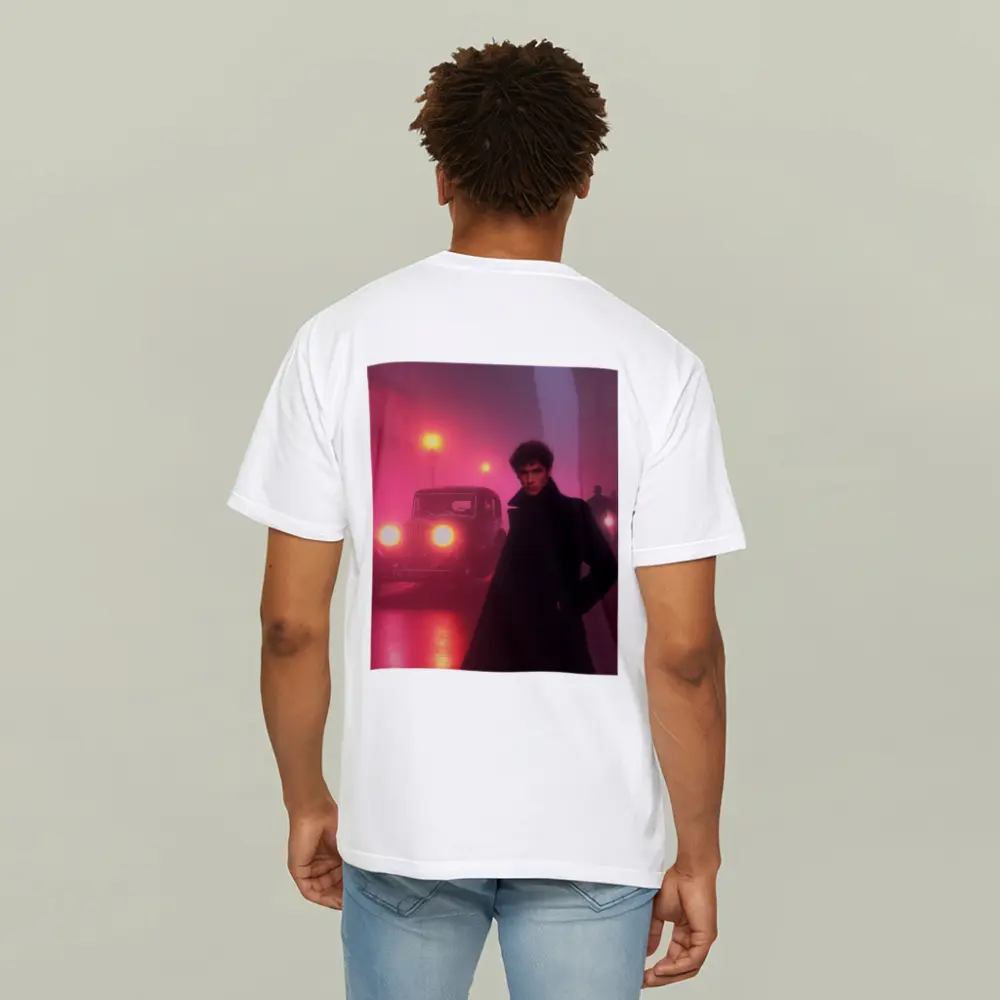 Young Man Foggy Noir City Street Night – T-Shirts