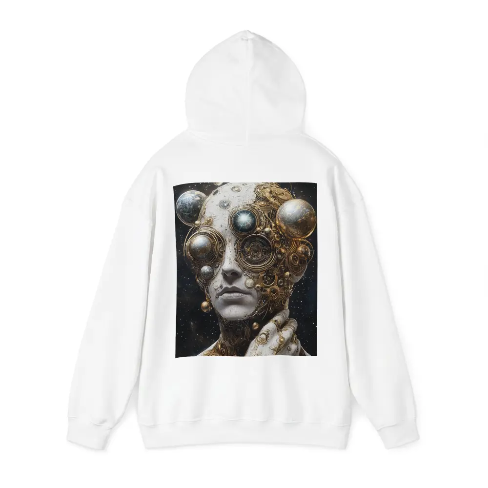 Gold Mechanical Figure Space Stars Background – Hoodies