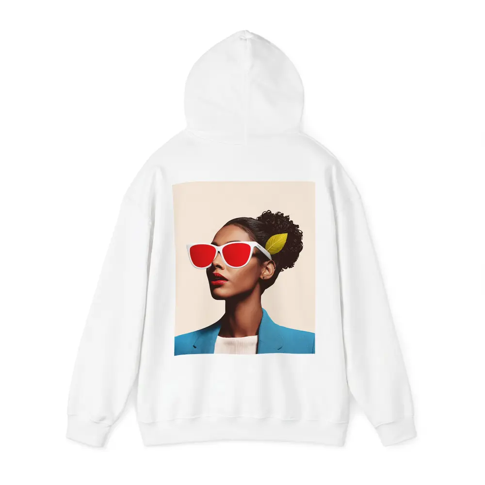 Woman Red Sunglasses Blue Jacket Leaf – Hoodies