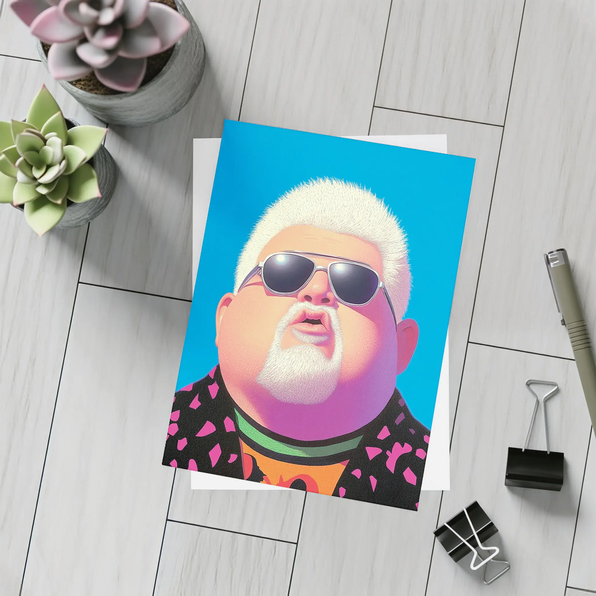 Pop Art Man Sunglasses Blue Sky Background – Postcards