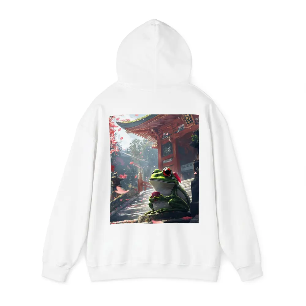 Green Tree Frog Sitting Japanese Temple – Hoodies