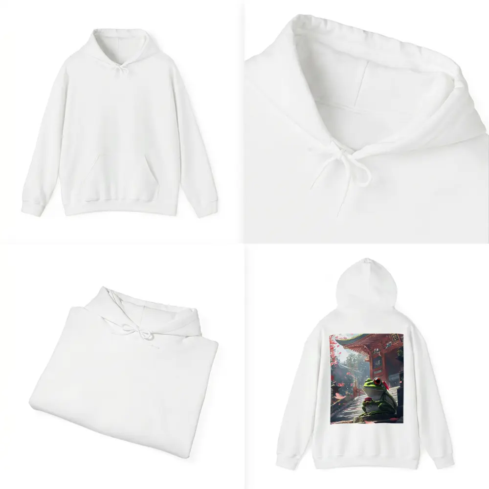 Green Tree Frog Sitting Japanese Temple – Hoodies