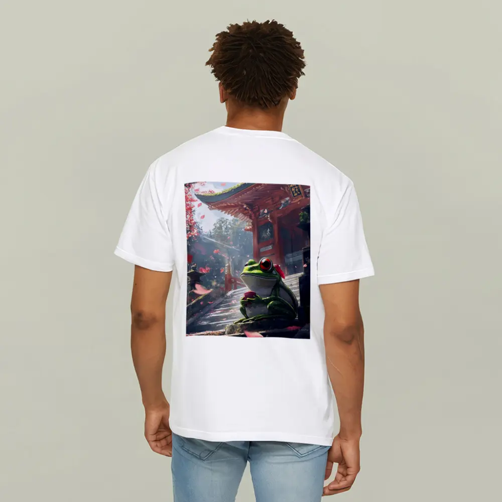 Green Tree Frog Sitting Japanese Temple – T-Shirts