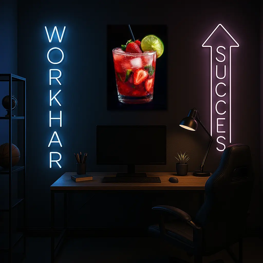 Strawberry Mojito Cocktail Dark Background – Wall Art