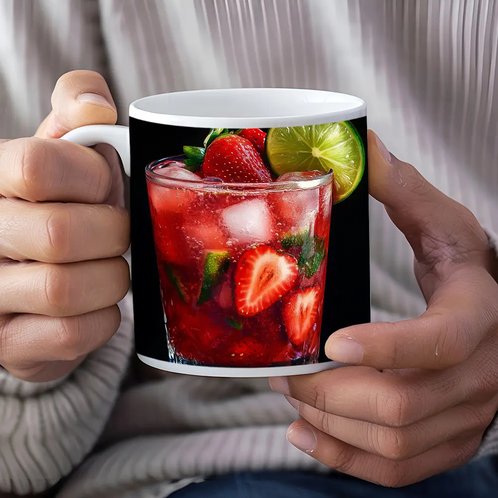 Strawberry Mojito Cocktail Dark Background – Mugs