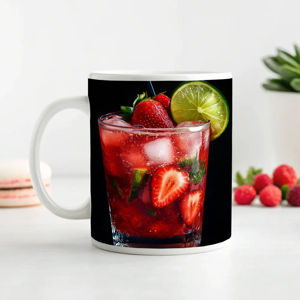 Strawberry Mojito Cocktail Dark Background – Mugs