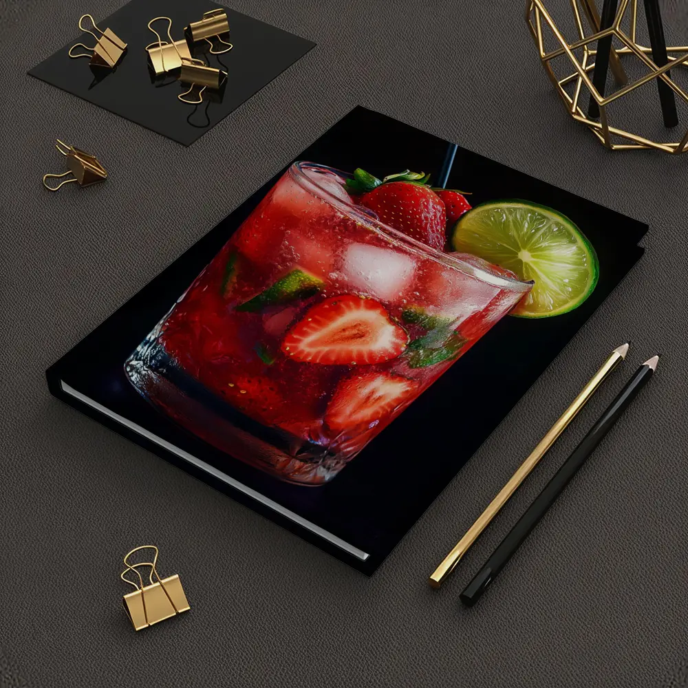 Strawberry Mojito Cocktail Dark Background – Notebooks