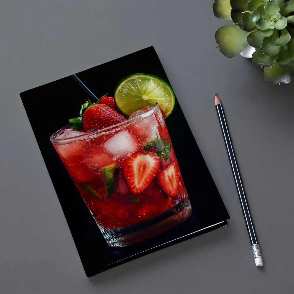 Strawberry Mojito Cocktail Dark Background – Notebooks