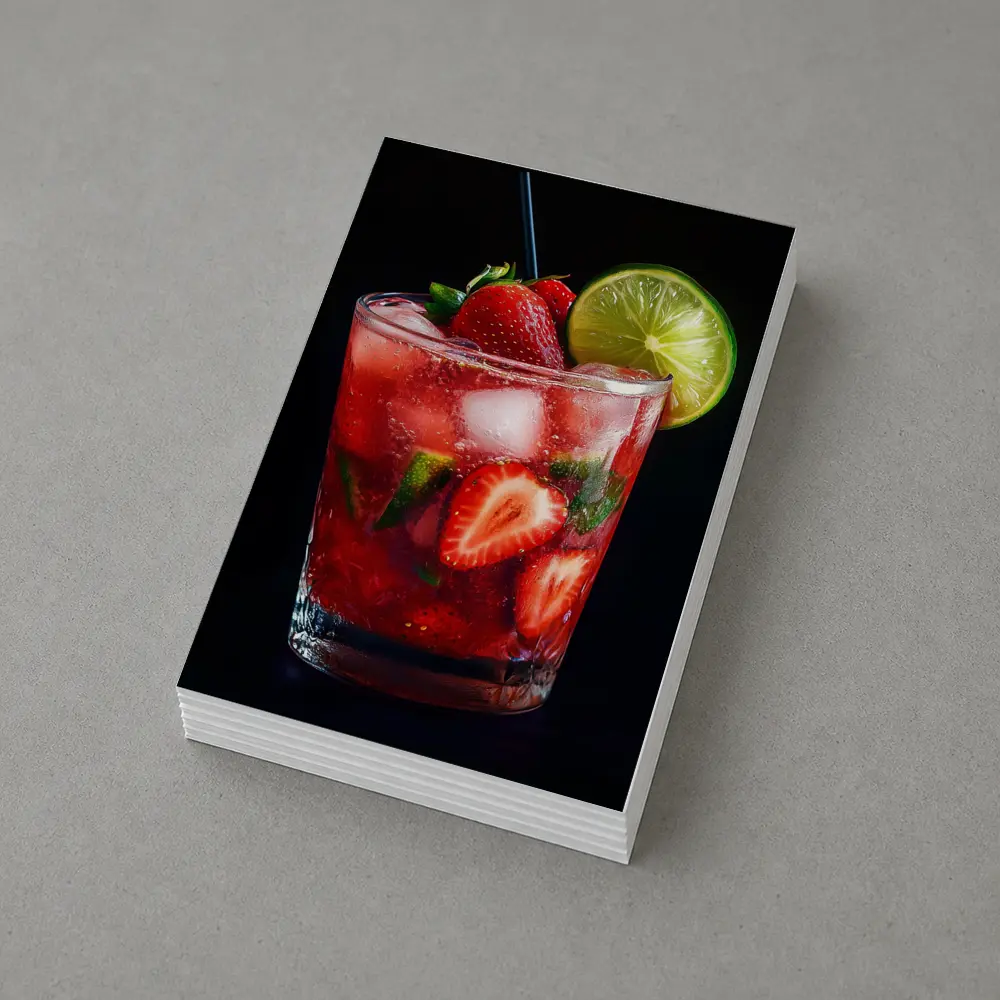 Strawberry Mojito Cocktail Dark Background – Postcards
