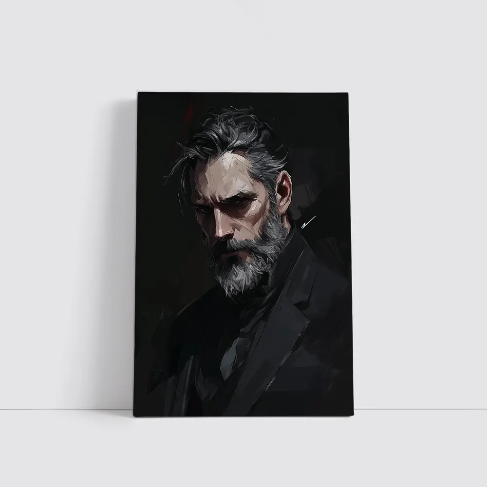 Dark Portrait Bearded Man Digital Painting – Wall Art