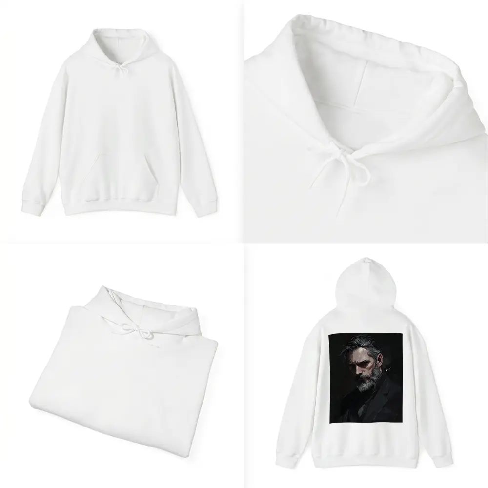 Dark Portrait Bearded Man Digital Painting – Hoodies