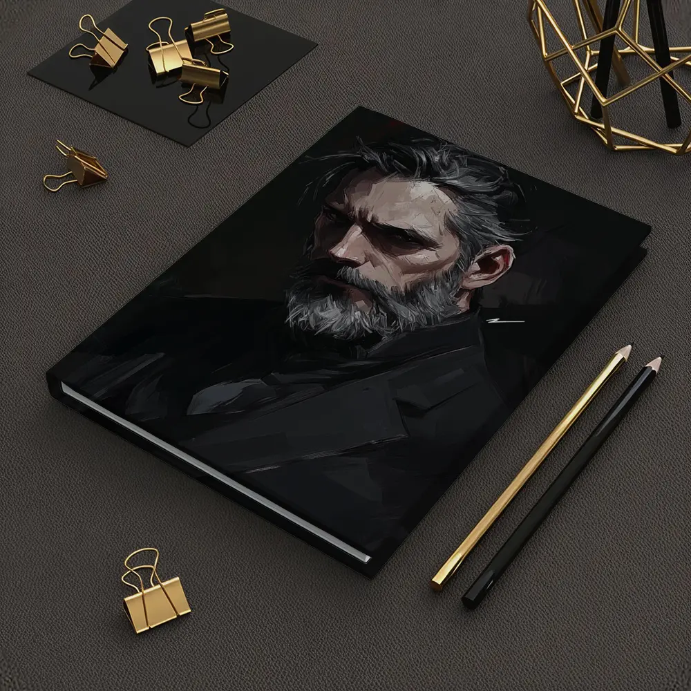 Dark Portrait Bearded Man Digital Painting – Notebooks