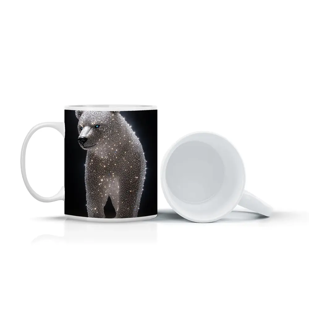 Crystal Diamond Bear Sculpture Dark Background – Mugs