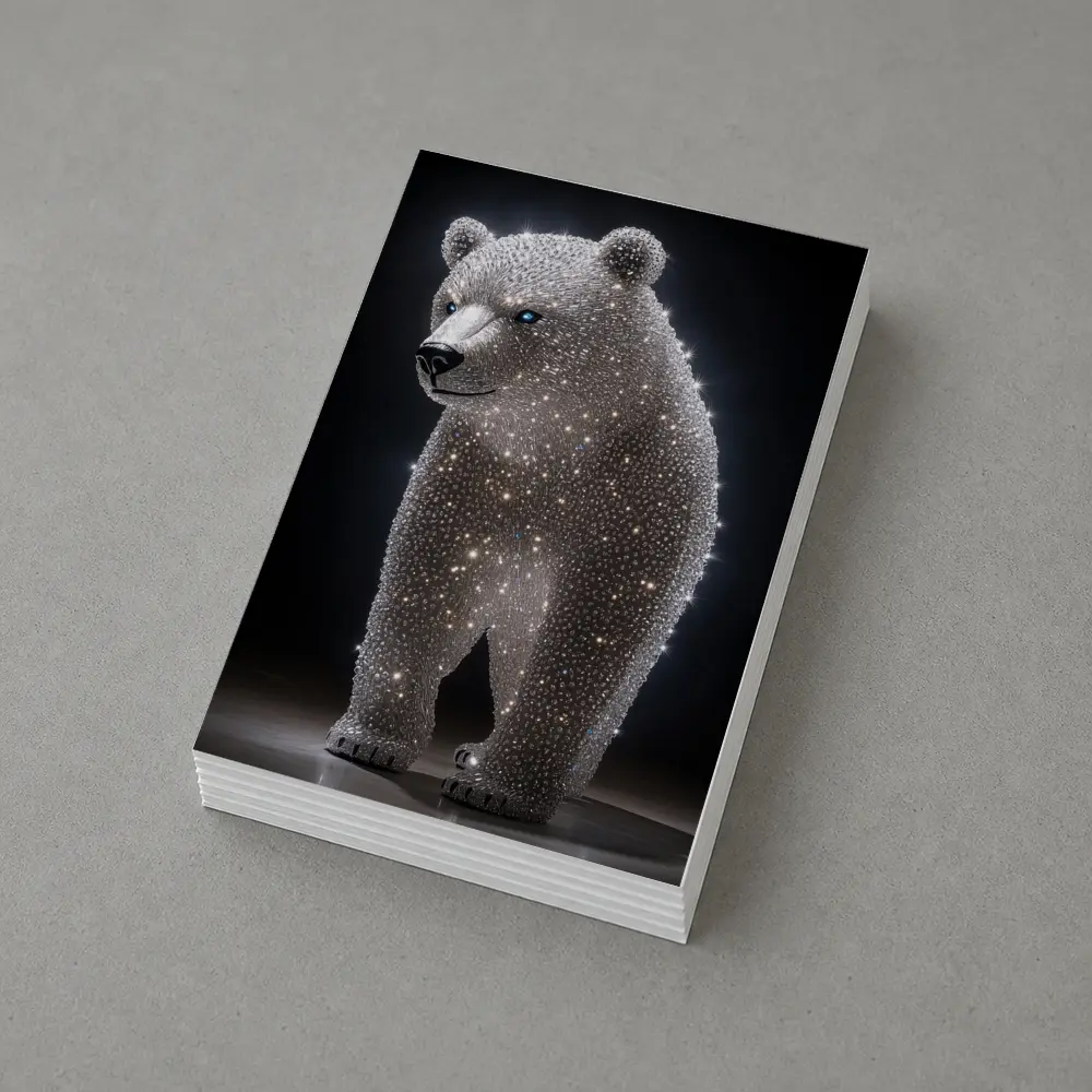 Crystal Diamond Bear Sculpture Dark Background – Postcards