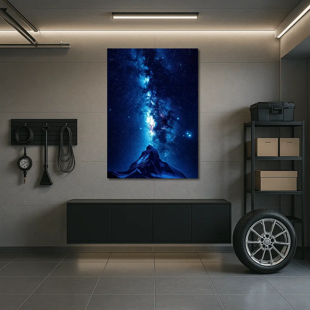 Milky Way Over Snow Capped Mountain Night – Wall Art