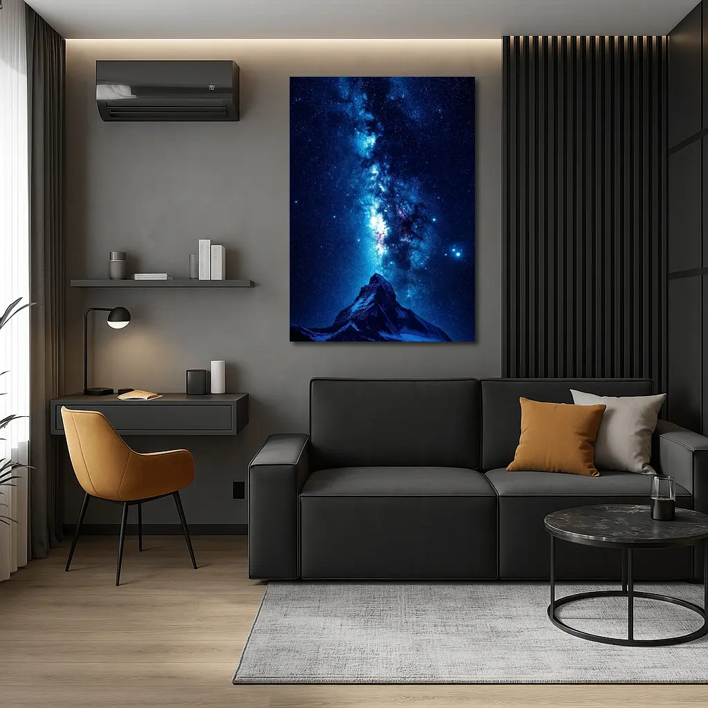 Milky Way Over Snow Capped Mountain Night – Wall Art