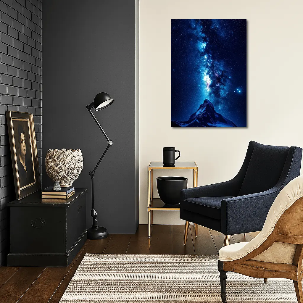 Milky Way Over Snow Capped Mountain Night – Wall Art