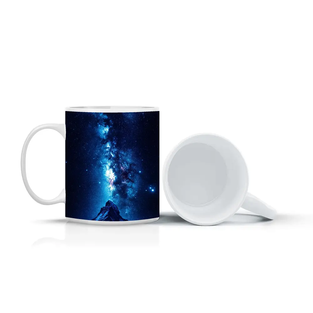 Milky Way Over Snow Capped Mountain Night – Mugs