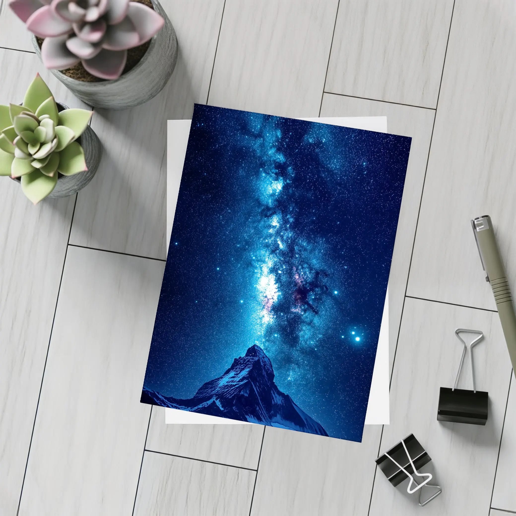 Milky Way Over Snow Capped Mountain Night – Postcards