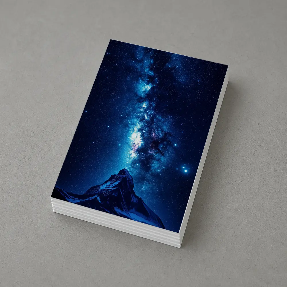 Milky Way Over Snow Capped Mountain Night – Postcards