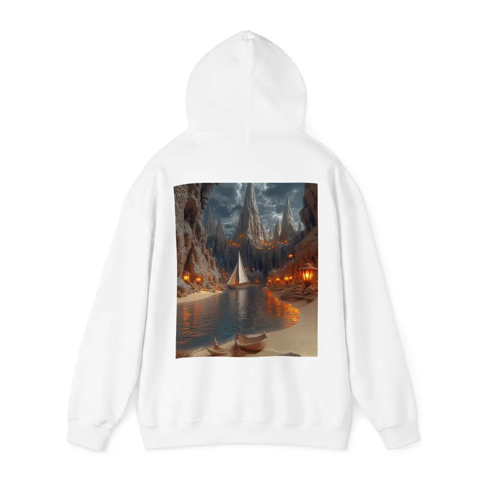 Sailboat Canyon Cove With Glowing Lanterns – Hoodies