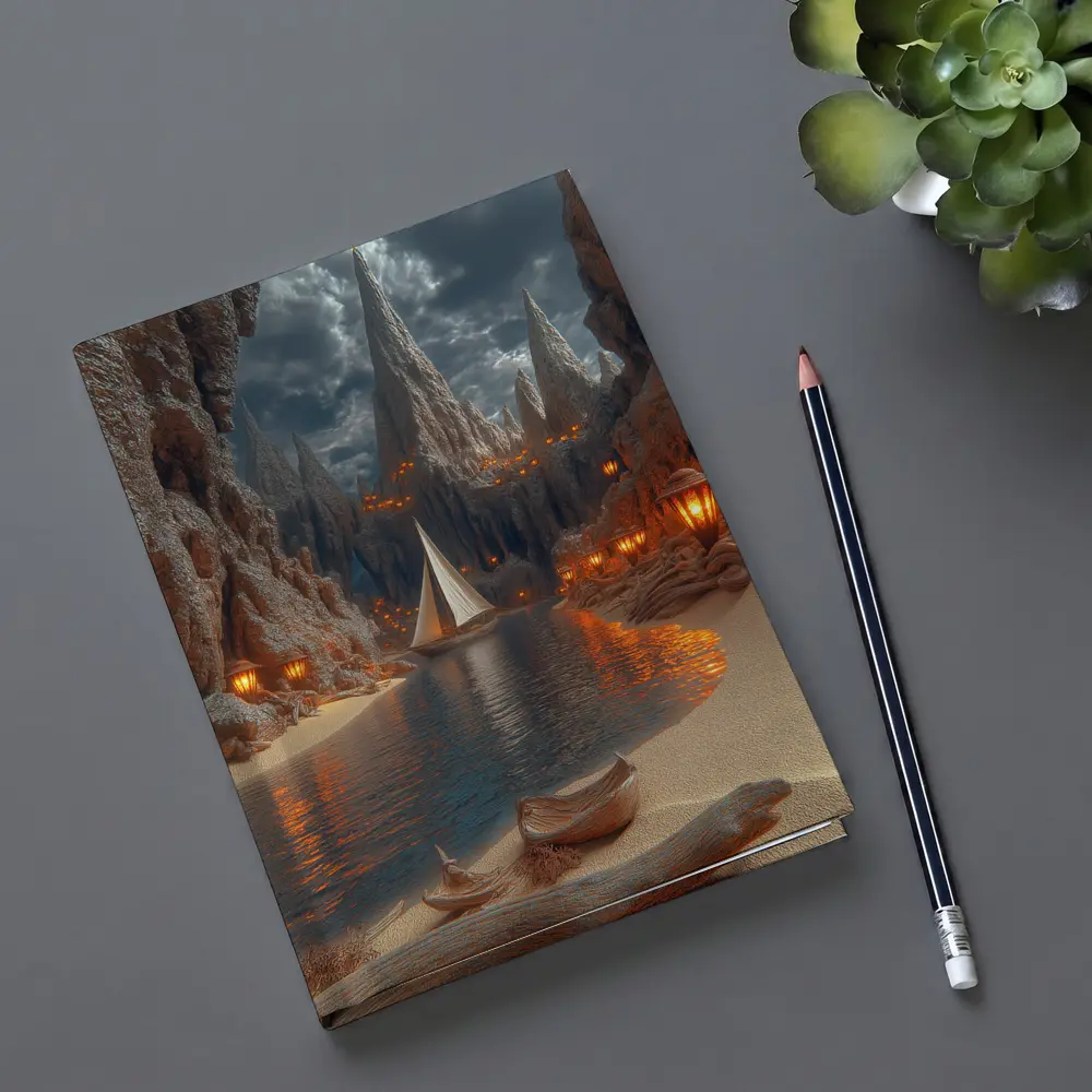 Sailboat Canyon Cove With Glowing Lanterns – Notebooks