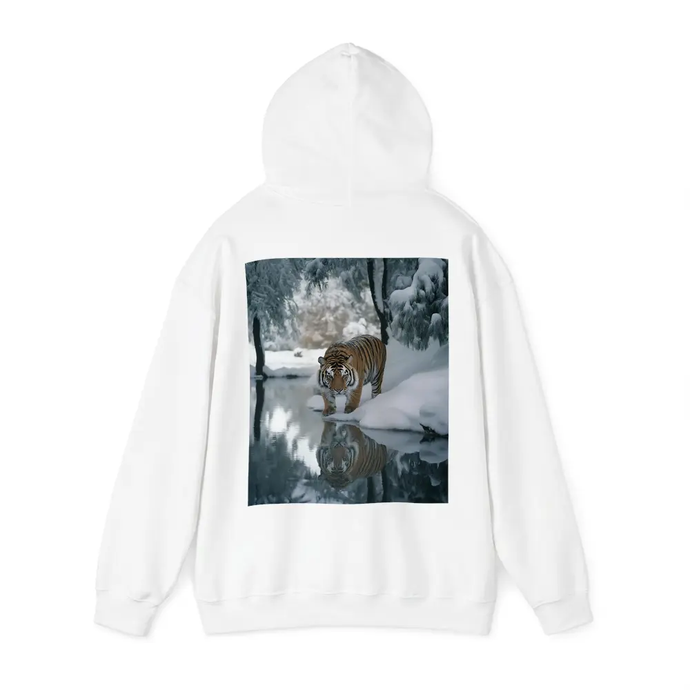 Amur Tiger Walking By Snowy Winter River – Hoodies