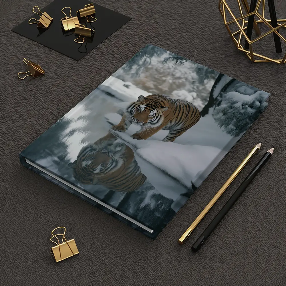 Amur Tiger Walking By Snowy Winter River – Notebooks