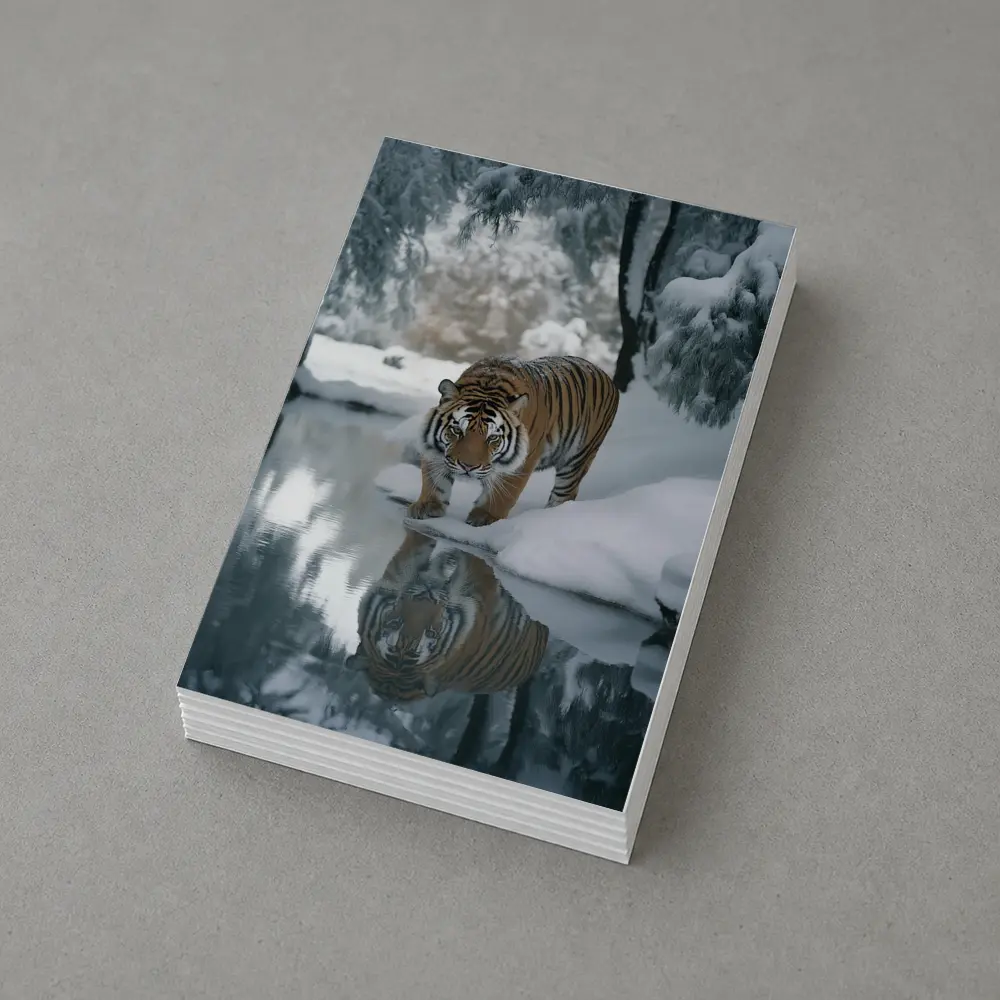 Amur Tiger Walking By Snowy Winter River – Postcards
