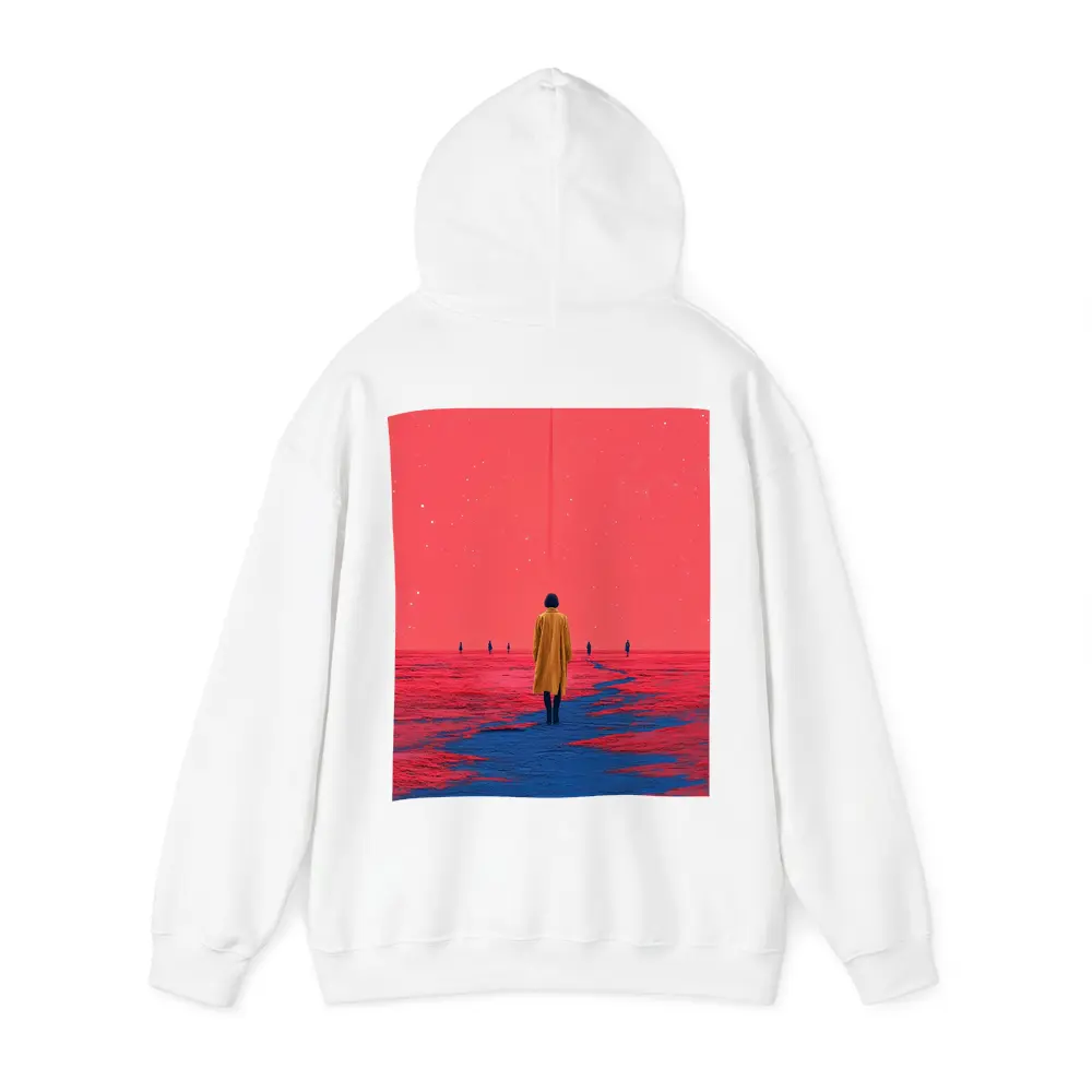 Lone Figure Red Sky Surreal Landscape Art – Hoodies