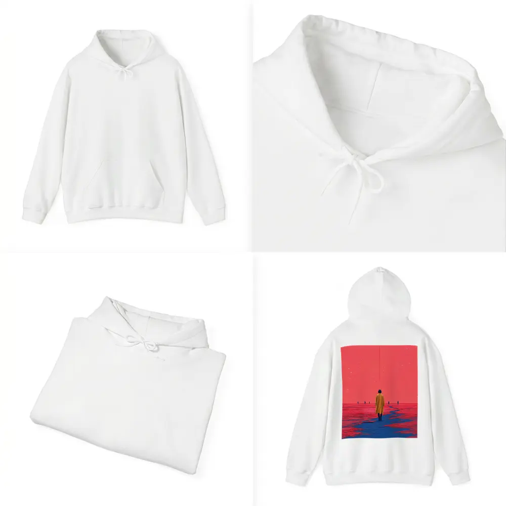 Lone Figure Red Sky Surreal Landscape Art – Hoodies