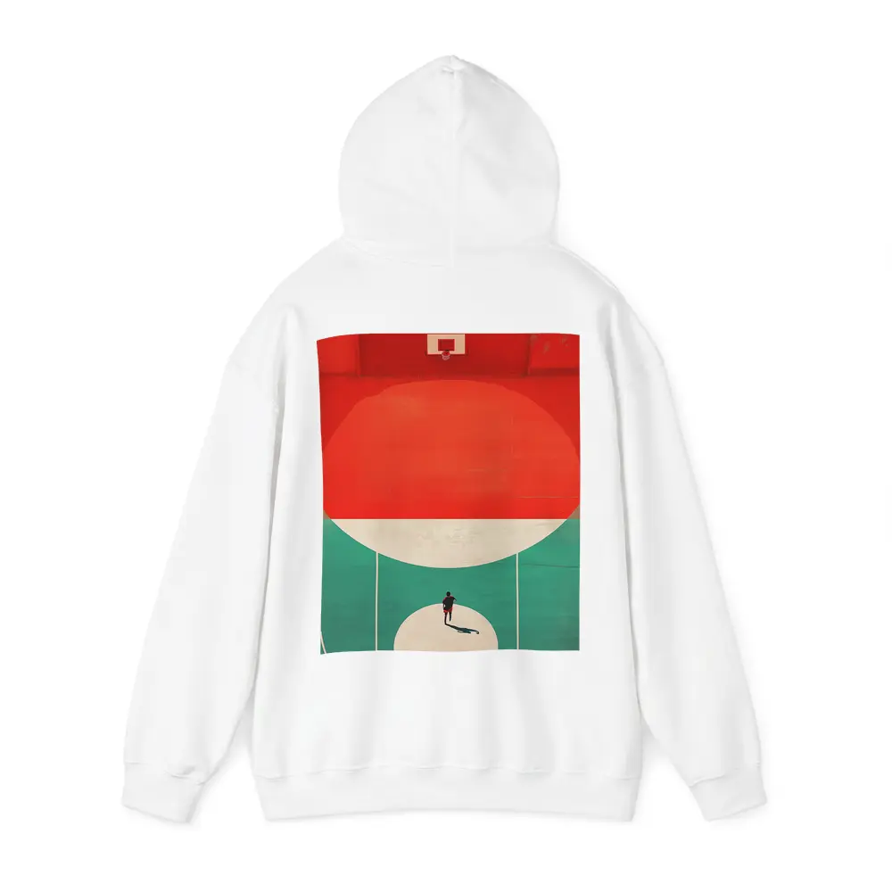 Lone Player on Retro Basketball Court – Hoodies