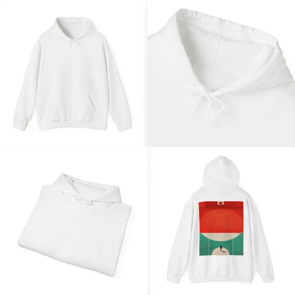 Lone Player on Retro Basketball Court – Hoodies