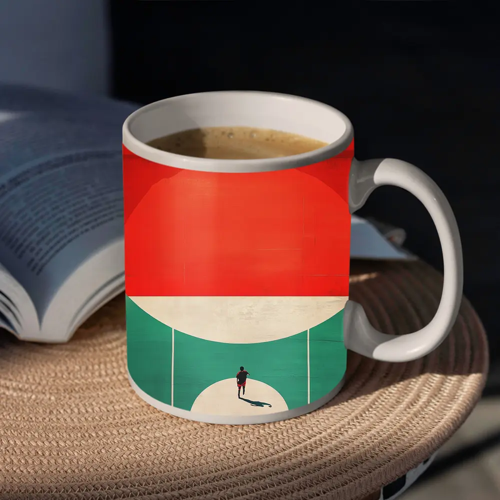 Lone Player on Retro Basketball Court – Mugs