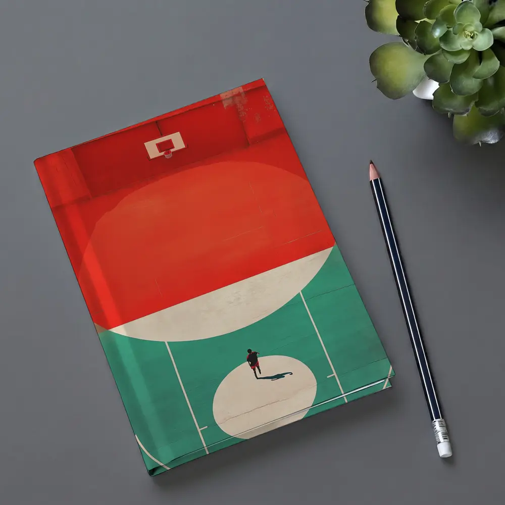 Lone Player on Retro Basketball Court – Notebooks