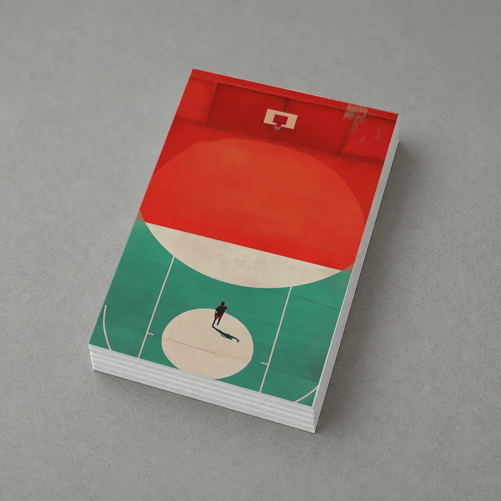 Lone Player on Retro Basketball Court – Postcards